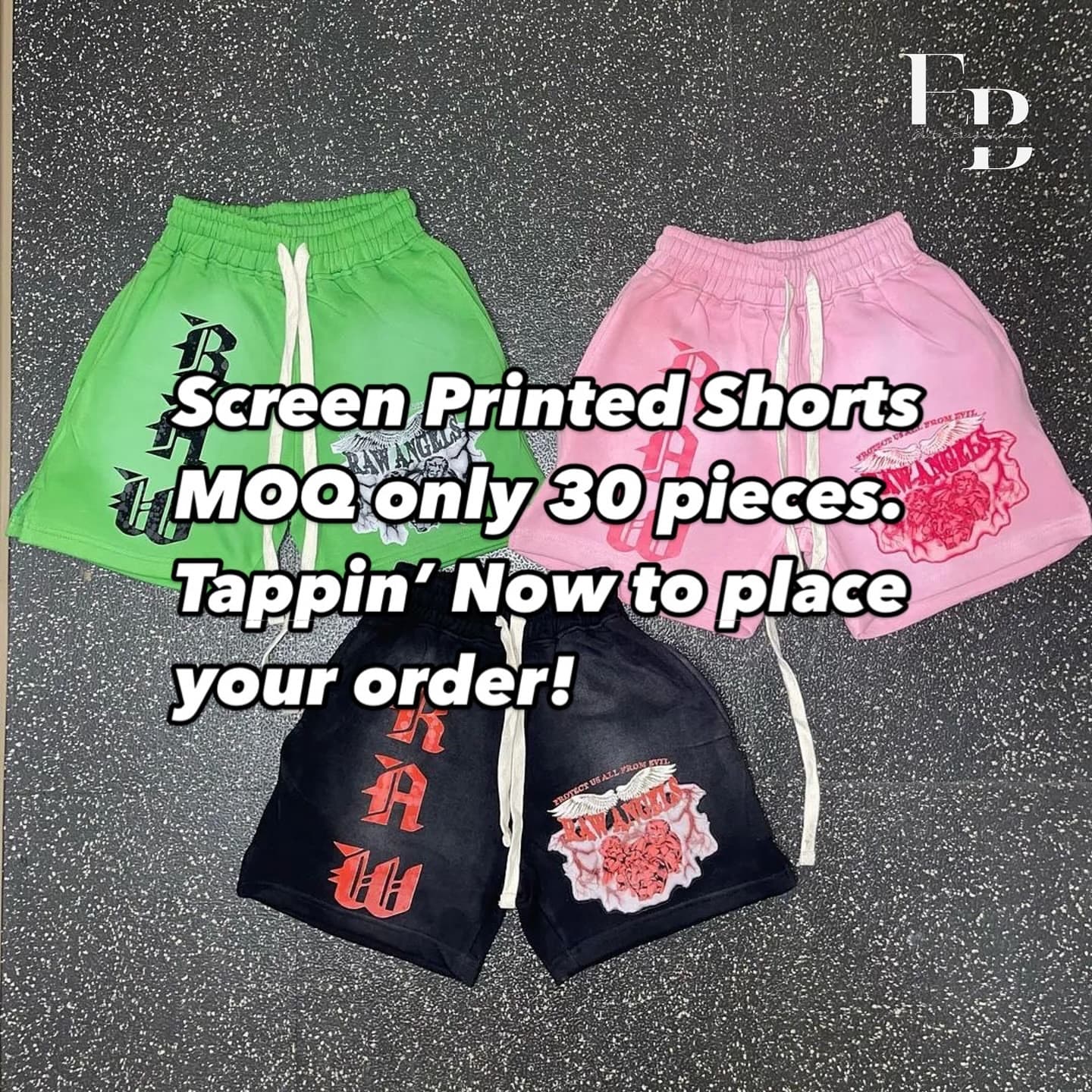 Screen Print Shorts - Black